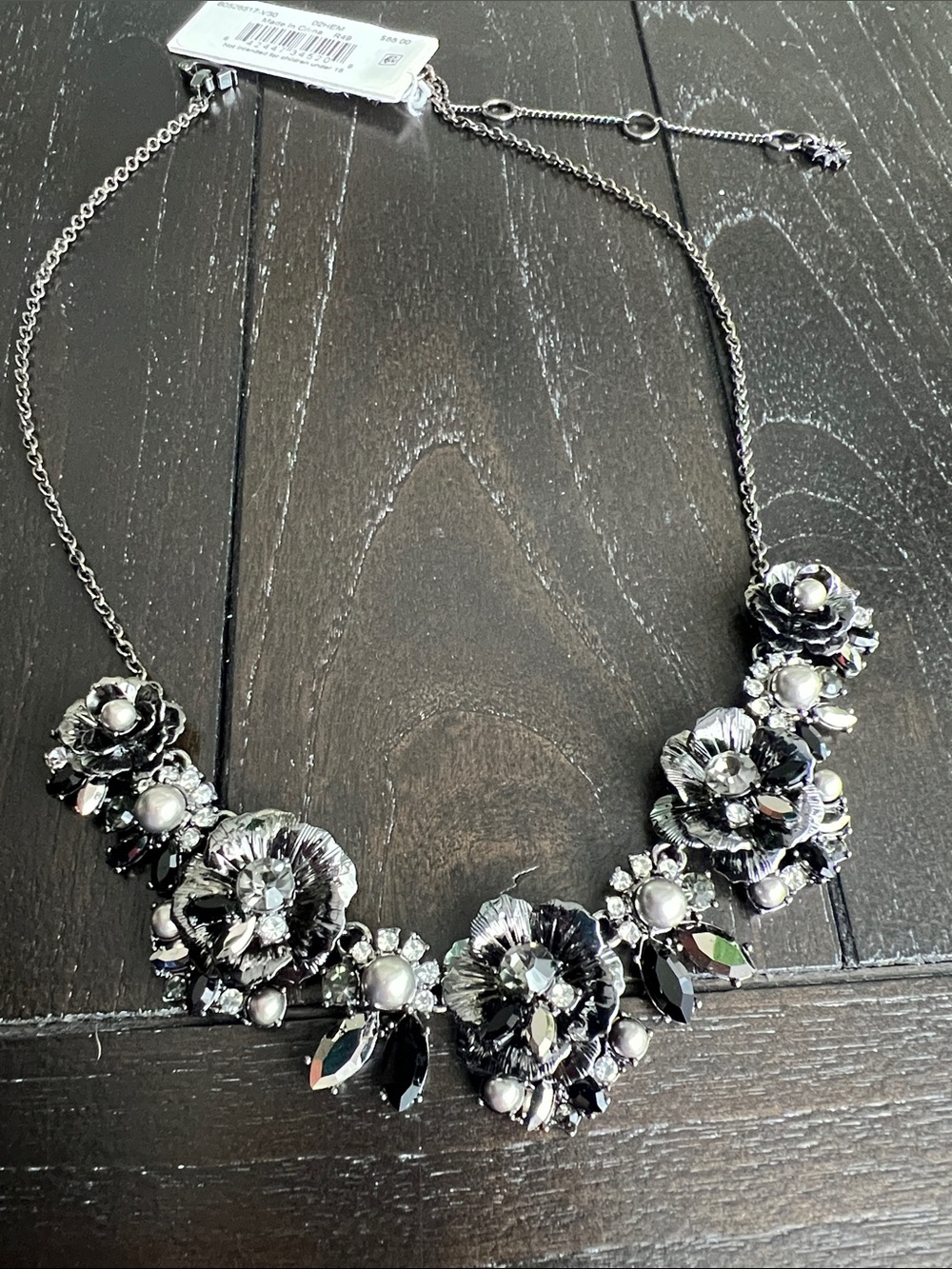 Marchesa Silver Floral Crystal & Pearl Necklace